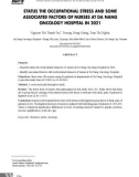Thực trạng stress nghề nghiệp và một số yếu tố liên quan ở điều dưỡng tại Bệnh viện Ung bướu Đà Nẵng năm 2021