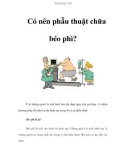 Có nên phẫu thuật chữa béo phì?