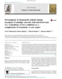 Development of rheumatoid arthritis during treatment of multiple sclerosis with interferon beta 1-a. Coincidence of two conditions or a complication of treatment: A case report