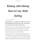 Kháng sinh không làm trẻ suy dinh dưỡng