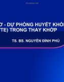 Bài giảng Nguy cơ - dự phòng huyết khối tĩnh mạch (VTE) trong thay khớp - TS. BS. Nguyễn Đình Phú