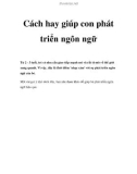 Cách hay giúp con phát triển ngôn ngữ