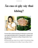 Ăn cua có gây sảy thai không?