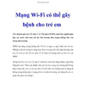 Mạng Wi-Fi có thể gây bệnh cho trẻ em