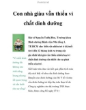 Con nhà giàu vẫn thiếu vi chất dinh dưỡng