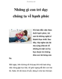 Những gì con trẻ dạy chúng ta về hạnh phúc