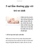 5 sai lầm thường gặp với trẻ sơ sinh