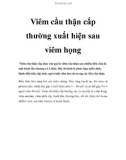 Viêm cầu thận cấp thường xuất hiện sau viêm họng