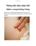 Những dấu hiệu nhận biết bệnh u nang buồng trứng