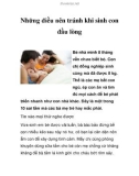 Những điều nên tránh khi sinh con đầu lòng