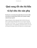 Quả sung tốt cho bà bầu và lợi sữa cho sản phụ