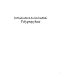 Ebook Introduction to industrial polypropylene: Properties, catalysts, processes