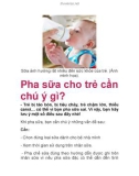 Pha sữa cho trẻ cần chú ý gì?