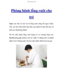 Phòng bệnh lồng ruột cho trẻ