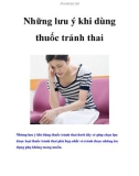 Những lưu ý khi dùng thuốc tránh thai