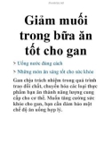 Giảm muối trong bữa ăn tốt cho gan