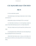 CÁC DẠNG RỐI LOẠN TÂM THẦN (Kỳ 4)