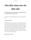 Thời điểm khám thai cần thiết nhất