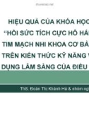 Bài giảng Hiệu quả của khóa học 'hồi sức tích cực hô hấp - tim mạch nhi khoa cơ bản' trên kiến thức kỹ năng và ứng dụng lâm sàng của điều dưỡng - ThS. Đoàn Thị Khánh Hà