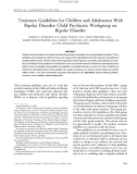 Treatment Guidelines for Children and Adolescents With Bipolar Disorder: Child Psychiatric Workgroup on Bipolar Disorder