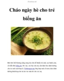 Cháo ngày hè cho trẻ biếng ăn