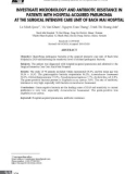 Đặc điểm vi sinh và tình trạng kháng kháng sinh ở bệnh nhân viêm phổi bệnh viện tại Đơn vị Hồi sức ngoại khoa Bệnh viện Bạch Mai