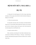 BỆNH SỐT RÉT ( MALARIA ) (Kỳ 10)