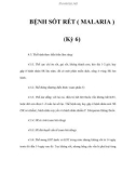 BỆNH SỐT RÉT ( MALARIA ) (Kỳ 6)