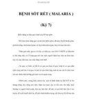 BỆNH SỐT RÉT ( MALARIA ) (Kỳ 7)