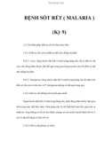 BỆNH SỐT RÉT ( MALARIA ) (Kỳ 9)