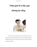 Viêm gan B có lây qua đường ăn uống