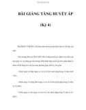 BÀI GIẢNG TĂNG HUYẾT ÁP (Kỳ 4)