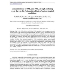 Concentrations of PM0.1 and PM2.5 at high polluting event days in Ha Noi and the effects of meteorological conditions