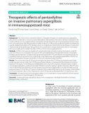 Therapeutic effects of pentoxifylline on invasive pulmonary aspergillosis in immunosuppressed mice