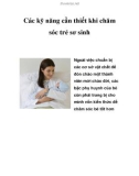 Những kỹ năng cần thiết khi chăm sóc trẻ sơ sinh