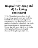 Bí quyết xây dựng chế độ ăn không cholesterol