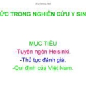 Bài giảng Đạo đức trong nghiên cứu Y Sinh học