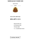 Bài giảng Hóa hữu cơ 1: Phần 1 - Trường ĐH Võ Trường Toản (GV. Lê Vinh Bảo Châu)