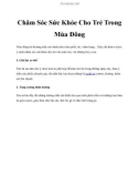 Chăm Sóc Sức Khỏe Cho Trẻ Trong Mùa Đông