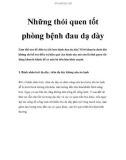 Những thói quen tốt phòng bệnh đau dạ dày