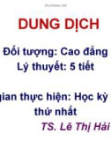 Bài giảng Dung dịch - TS. Lê Thị Hải Yến