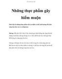 Những thực phẩm gây hiếm muộn