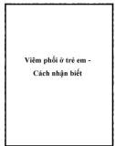 Viêm phổi ở trẻ em Cách nhận biết