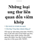 Những loại ung thư liên quan đến viêm khớp