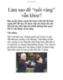 Làm sao để 'tuổi vàng' vẫn khỏe?