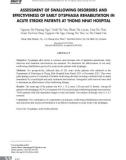 Đánh giá rối loạn nuốt và hiệu quả phục hồi chức năng nuốt sớm ở bệnh nhân đột quỵ não cấp tại Bệnh viện Thống Nhất thành phố Hồ Chí Minh