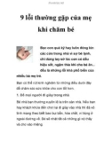 9 lỗi thường gặp của mẹ khi chăm bé