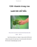 Giữ vitamin trong rau xanh khi chế biến