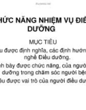 Bài giảng Giáo án khoa Điều dưỡng: Chức năng nhiệm vụ điều dưỡng