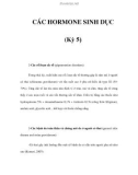 CÁC HORMONE SINH DỤC (Kỳ 5)